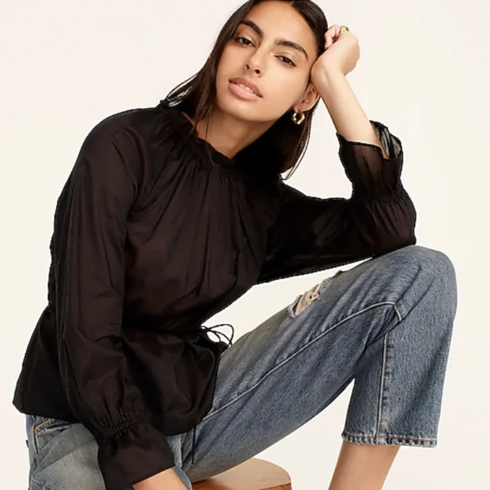 NWT‎ J. Crew Women's Tie-Waist Top in Organic Cotton Voile